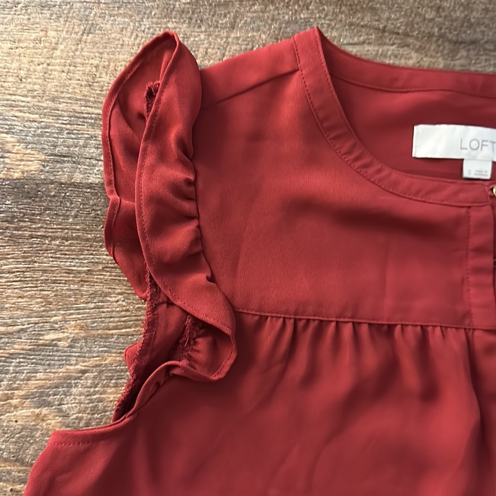 LOFT RUFFLE SLEEVE BLOUSE SIZE S - Picture 5 of 9